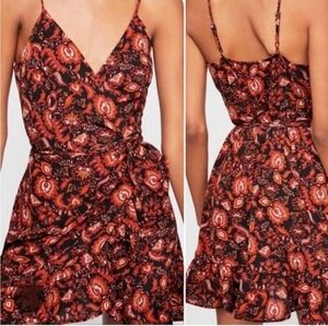 Free People Intimately All My Love Orange Floral Wrap Dress
